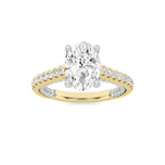 2CTW Oval Shaped Lab Grown Diamond (F/VS) Two Tone Accented Rope Design Engagement Ring in 14K Gold
