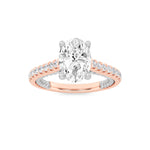 2CTW Oval Shaped Lab Grown Diamond (F/VS) Two Tone Accented Rope Design Engagement Ring in 14K Gold