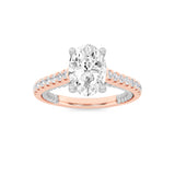 2CTW Oval Shaped Lab Grown Diamond (F/VS) Two Tone Accented Rope Design Engagement Ring in 14K Gold