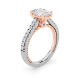 2CTW Oval Shaped Lab Grown Diamond (F/VS) Two Tone Accented Rope Design Engagement Ring in 14K Gold