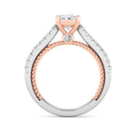 2CTW Oval Shaped Lab Grown Diamond (F/VS) Two Tone Accented Rope Design Engagement Ring in 14K Gold