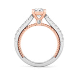 2CTW Oval Shaped Lab Grown Diamond (F/VS) Two Tone Accented Rope Design Engagement Ring in 14K Gold