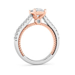 2CTW Oval Shaped Lab Grown Diamond (F/VS) Two Tone Accented Rope Design Engagement Ring in 14K Gold