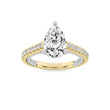 2CTW Pear Shaped Lab Grown Diamond (F/VS) Two Tone Accented Rope Design Engagement Ring in 14K Gold