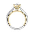 2CTW Pear Shaped Lab Grown Diamond (F/VS) Two Tone Accented Rope Design Engagement Ring in 14K Gold