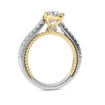 2CTW Pear Shaped Lab Grown Diamond (F/VS) Two Tone Accented Rope Design Engagement Ring in 14K Gold