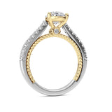 2CTW Pear Shaped Lab Grown Diamond (F/VS) Two Tone Accented Rope Design Engagement Ring in 14K Gold