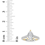 2CTW Pear Shaped Lab Grown Diamond (F/VS) Two Tone Accented Rope Design Engagement Ring in 14K Gold