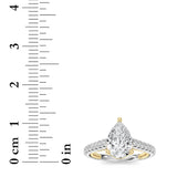 2CTW Pear Shaped Lab Grown Diamond (F/VS) Two Tone Accented Rope Design Engagement Ring in 14K Gold
