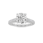 2CTW Round Shaped Lab Grown Diamond (F/VS) Two Tone Accented Rope Design Engagement Ring in 14K Gold