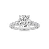 2CTW Round Shaped Lab Grown Diamond (F/VS) Two Tone Accented Rope Design Engagement Ring in 14K Gold