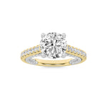 2CTW Round Shaped Lab Grown Diamond (F/VS) Two Tone Accented Rope Design Engagement Ring in 14K Gold