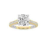 2CTW Round Shaped Lab Grown Diamond (F/VS) Two Tone Accented Rope Design Engagement Ring in 14K Gold