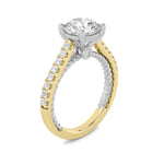 2CTW Round Shaped Lab Grown Diamond (F/VS) Two Tone Accented Rope Design Engagement Ring in 14K Gold