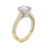 2CTW Round Shaped Lab Grown Diamond (F/VS) Two Tone Accented Rope Design Engagement Ring in 14K Gold