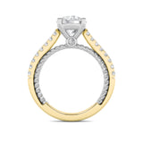 2CTW Round Shaped Lab Grown Diamond (F/VS) Two Tone Accented Rope Design Engagement Ring in 14K Gold