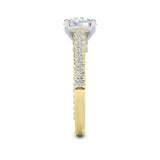 2CTW Round Shaped Lab Grown Diamond (F/VS) Two Tone Accented Rope Design Engagement Ring in 14K Gold