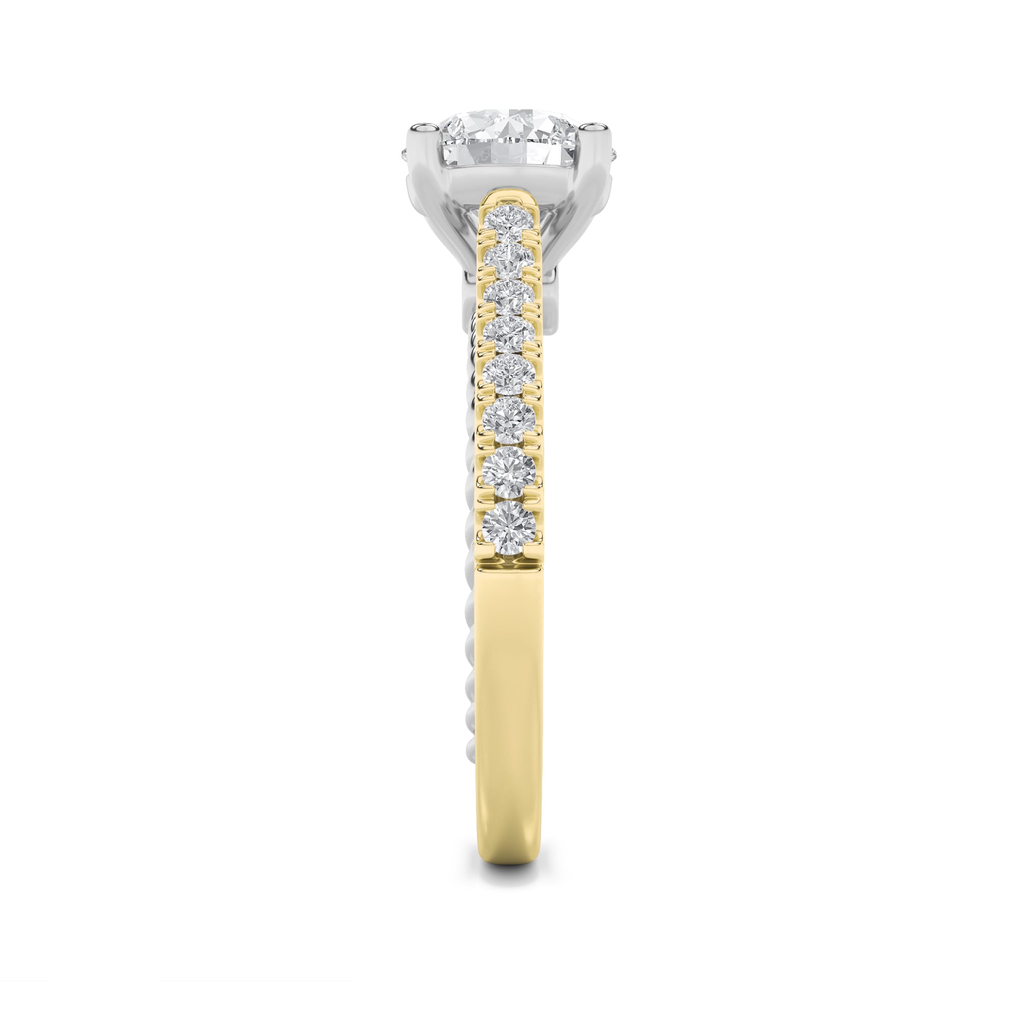 2CTW Round Shaped Lab Grown Diamond (F/VS) Two Tone Accented Rope Design Engagement Ring in 14K Gold