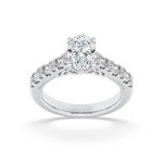 2CTW Oval Shaped Lab Grown Diamond (F/VS) Accented Milgrain Engagement Ring in 14K Gold