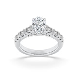 2CTW Oval Shaped Lab Grown Diamond (F/VS) Accented Milgrain Engagement Ring in 14K Gold