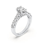 2CTW Oval Shaped Lab Grown Diamond (F/VS) Accented Milgrain Engagement Ring in 14K Gold