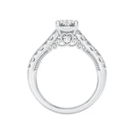2CTW Oval Shaped Lab Grown Diamond (F/VS) Accented Milgrain Engagement Ring in 14K Gold