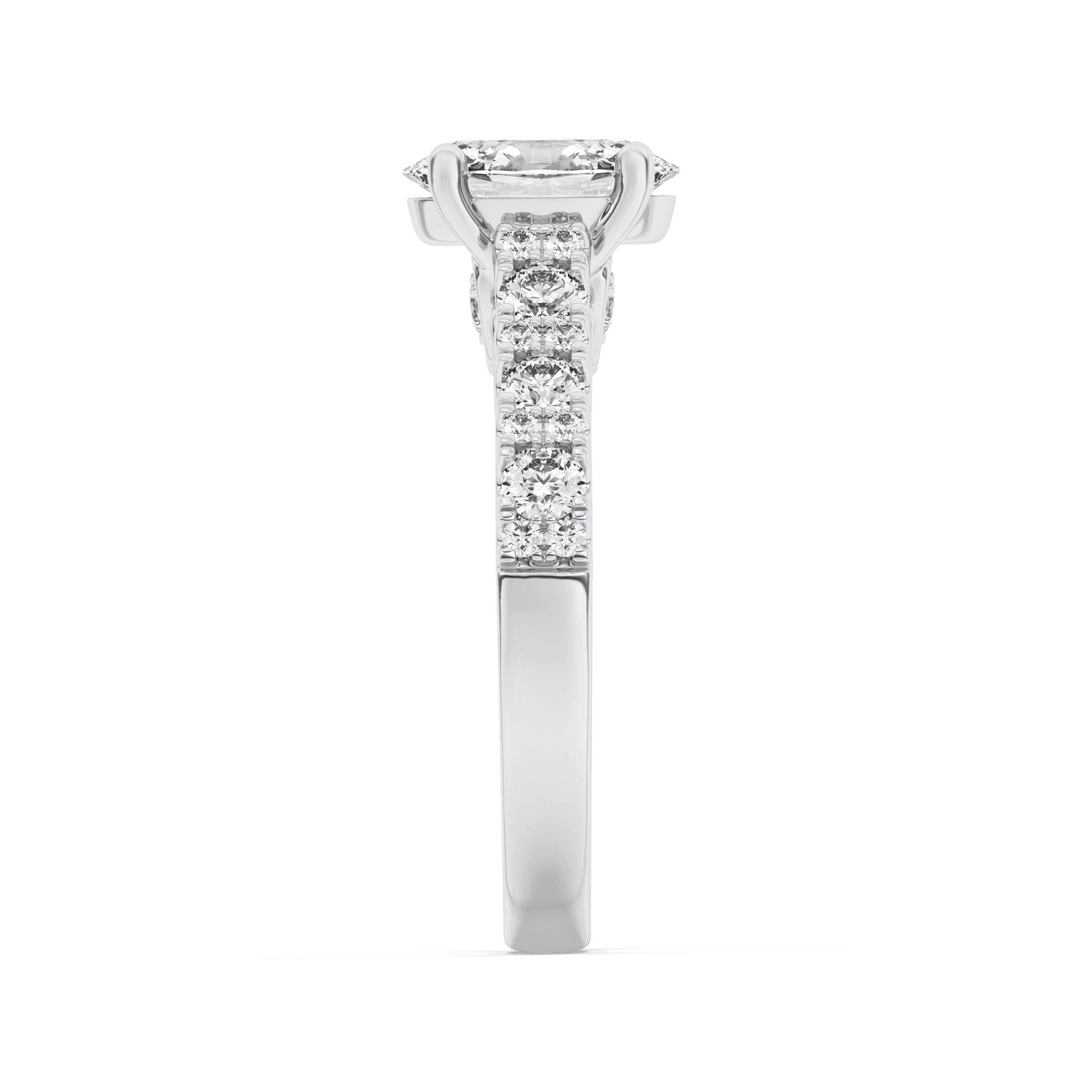 2CTW Oval Shaped Lab Grown Diamond (F/VS) Accented Milgrain Engagement Ring in 14K Gold