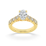 2CTW Oval Shaped Lab Grown Diamond (F/VS) Accented Milgrain Engagement Ring in 14K Gold