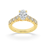 2CTW Oval Shaped Lab Grown Diamond (F/VS) Accented Milgrain Engagement Ring in 14K Gold