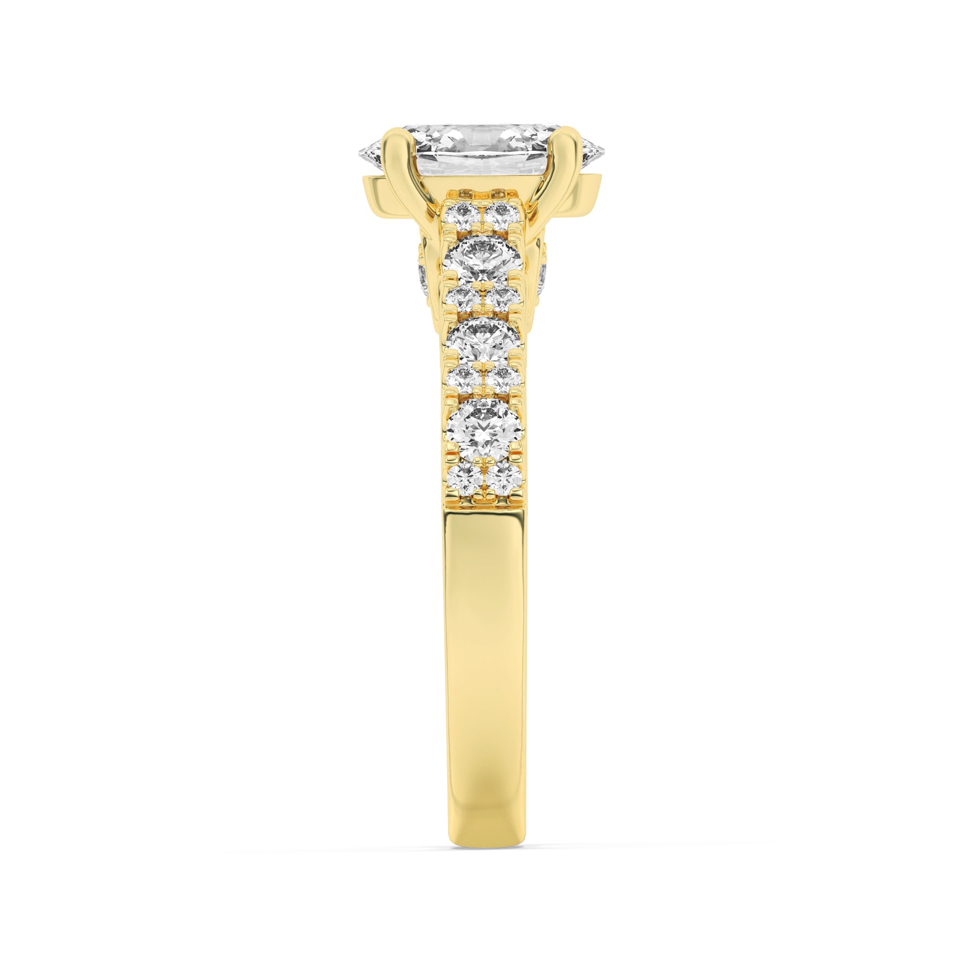 2CTW Oval Shaped Lab Grown Diamond (F/VS) Accented Milgrain Engagement Ring in 14K Gold