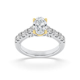 2CTW Oval Shaped Lab Grown Diamond (F/VS) Accented Milgrain Engagement Ring in 14K Gold