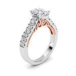 2CTW Oval Shaped Lab Grown Diamond (F/VS) Accented Milgrain Engagement Ring in 14K Gold