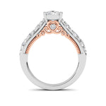 2CTW Oval Shaped Lab Grown Diamond (F/VS) Accented Milgrain Engagement Ring in 14K Gold