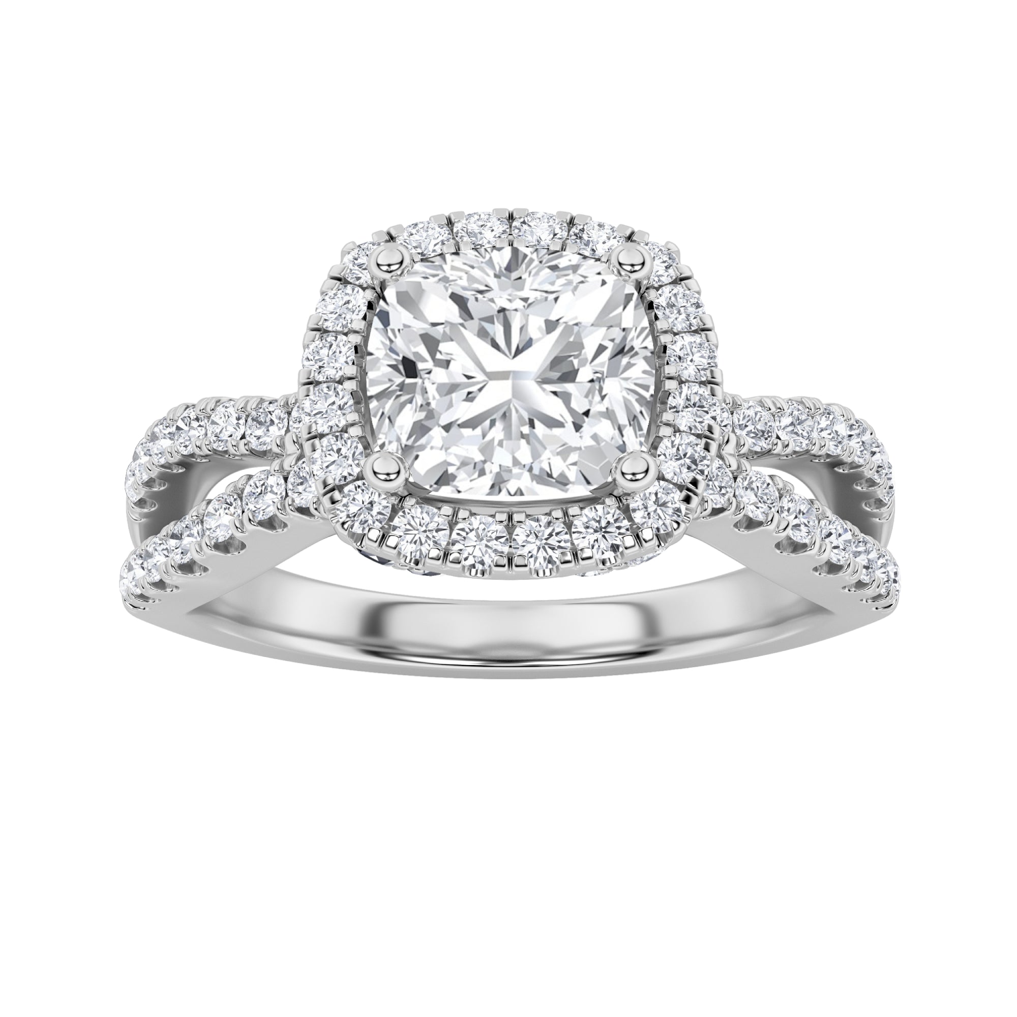 2CTW Elongated Cushion Shaped Lab Grown Diamond (F/VS) Ring in 14K Gold