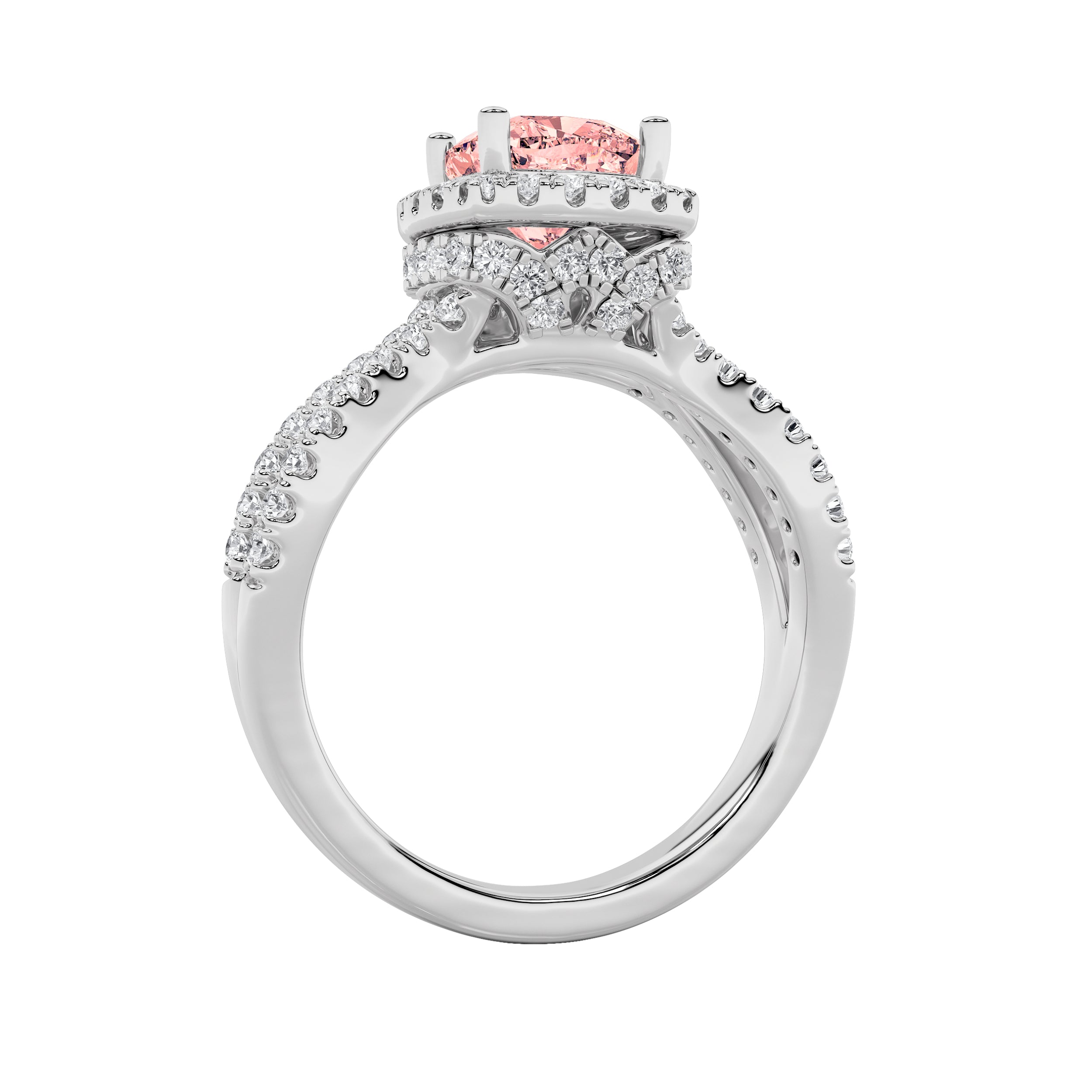 2CTW Elongated Cushion Shaped Lab Grown Diamond (F/VS) Ring in 14K Gold