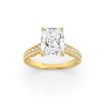 2.5CTW Elongated Cushion Shaped Lab Grown Diamond (F/VS) Accented Engagement Ring in 14K Gold