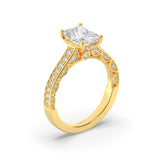 2.5CTW Elongated Cushion Shaped Lab Grown Diamond (F/VS) Accented Engagement Ring in 14K Gold
