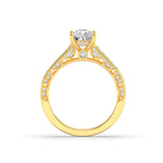 2.5CTW Elongated Cushion Shaped Lab Grown Diamond (F/VS) Accented Engagement Ring in 14K Gold