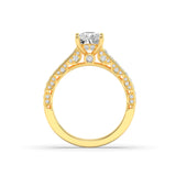 2.5CTW Elongated Cushion Shaped Lab Grown Diamond (F/VS) Accented Engagement Ring in 14K Gold