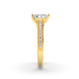2.5CTW Elongated Cushion Shaped Lab Grown Diamond (F/VS) Accented Engagement Ring in 14K Gold