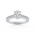2CTW Oval Shaped Lab Grown Diamond (F/VS) Accented Engagement Ring in 14K Gold