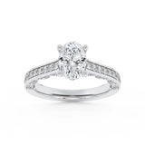 2CTW Oval Shaped Lab Grown Diamond (F/VS) Accented Engagement Ring in 14K Gold