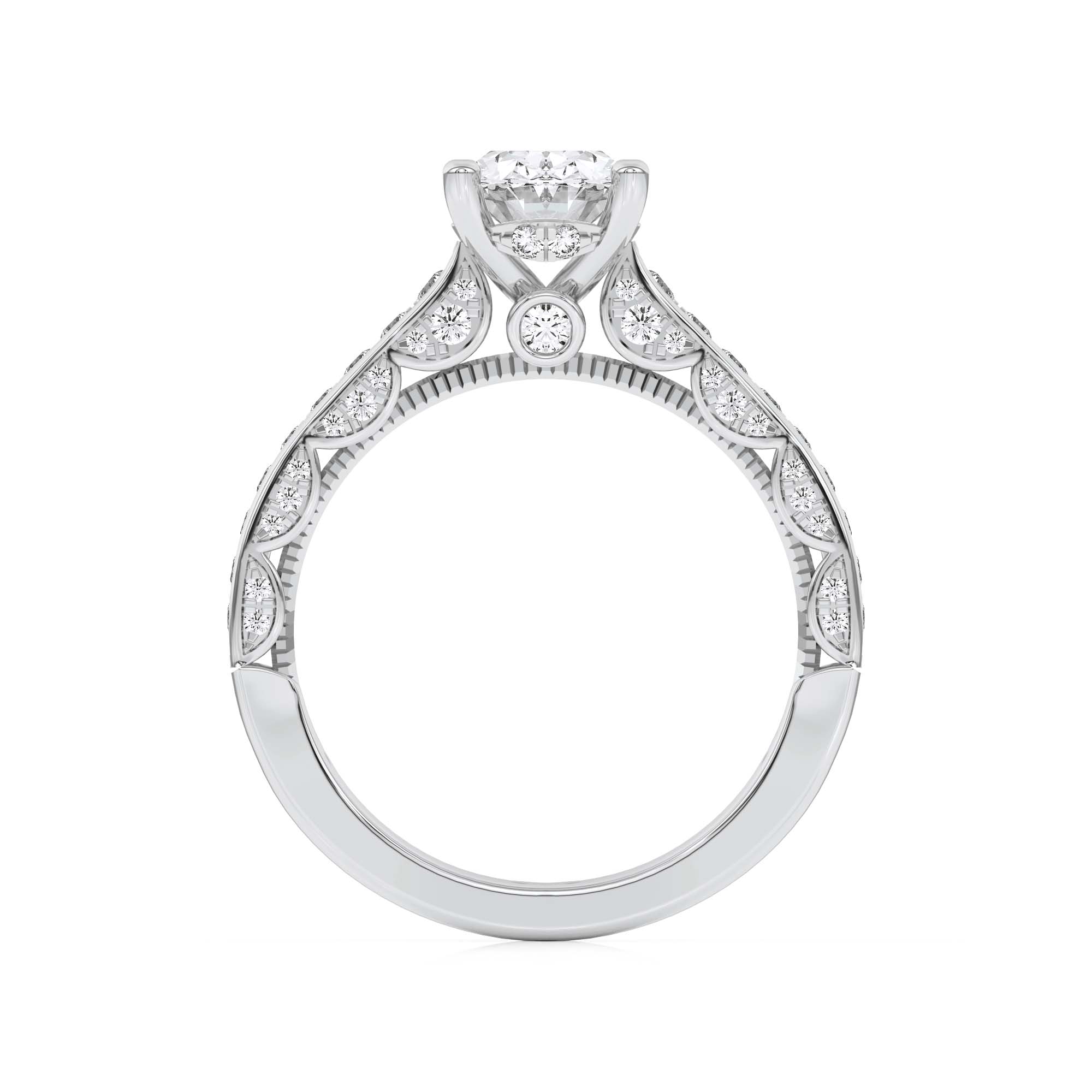 2CTW Oval Shaped Lab Grown Diamond (F/VS) Accented Engagement Ring in 14K Gold