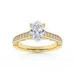2CTW Oval Shaped Lab Grown Diamond (F/VS) Accented Engagement Ring in 14K Gold