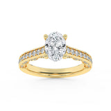2CTW Oval Shaped Lab Grown Diamond (F/VS) Accented Engagement Ring in 14K Gold