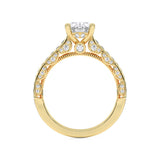 2CTW Oval Shaped Lab Grown Diamond (F/VS) Accented Engagement Ring in 14K Gold
