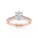 2CTW Oval Shaped Lab Grown Diamond (F/VS) Accented Engagement Ring in 14K Gold