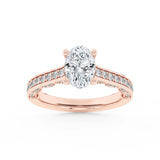 2CTW Oval Shaped Lab Grown Diamond (F/VS) Accented Engagement Ring in 14K Gold