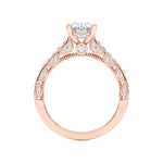 2CTW Oval Shaped Lab Grown Diamond (F/VS) Accented Engagement Ring in 14K Gold