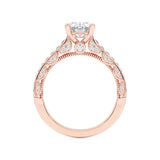 2CTW Oval Shaped Lab Grown Diamond (F/VS) Accented Engagement Ring in 14K Gold